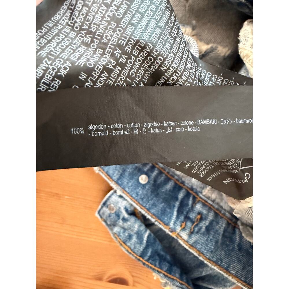 Zara Distressed Paint Splatter Denim Jacket Size Small Oversized Trucker - Picture 5 of 7